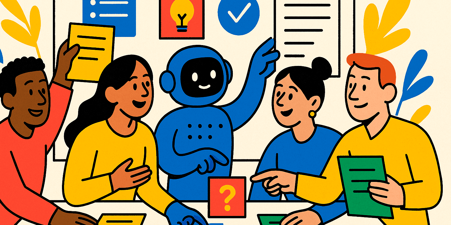 AI knowledge management editorial illustration