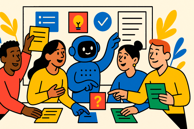 AI knowledge management editorial illustration