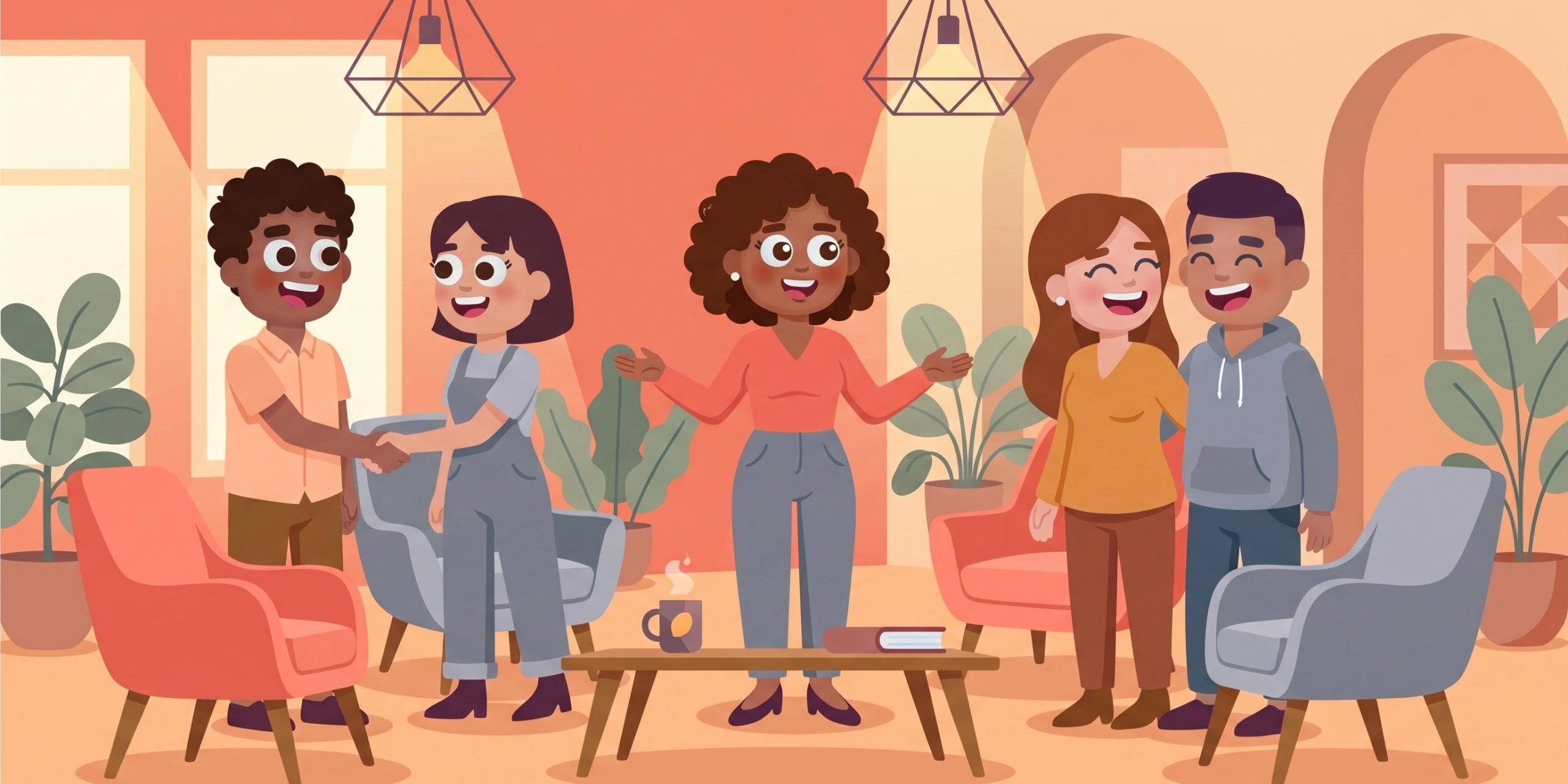 Illustration of employees using an employee matching app for Teams to build mentorship, onboarding, and cross-team connections