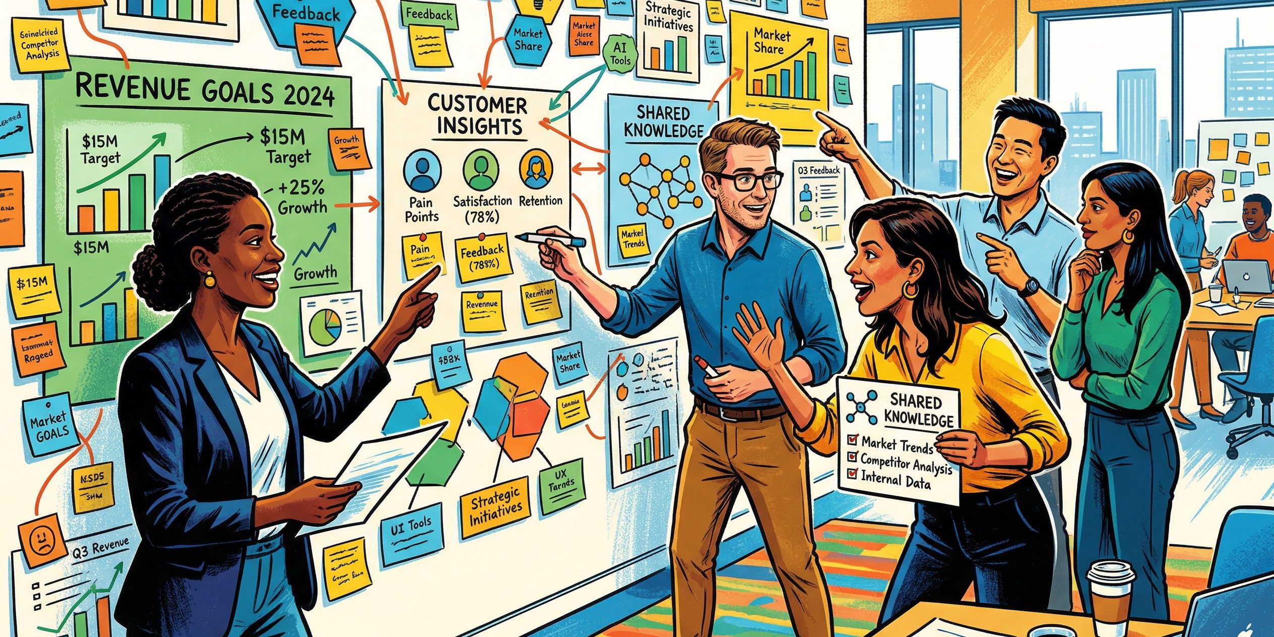 How to Integrate Business and Knowledge Management featured image Business and knowledge management editorial illustration