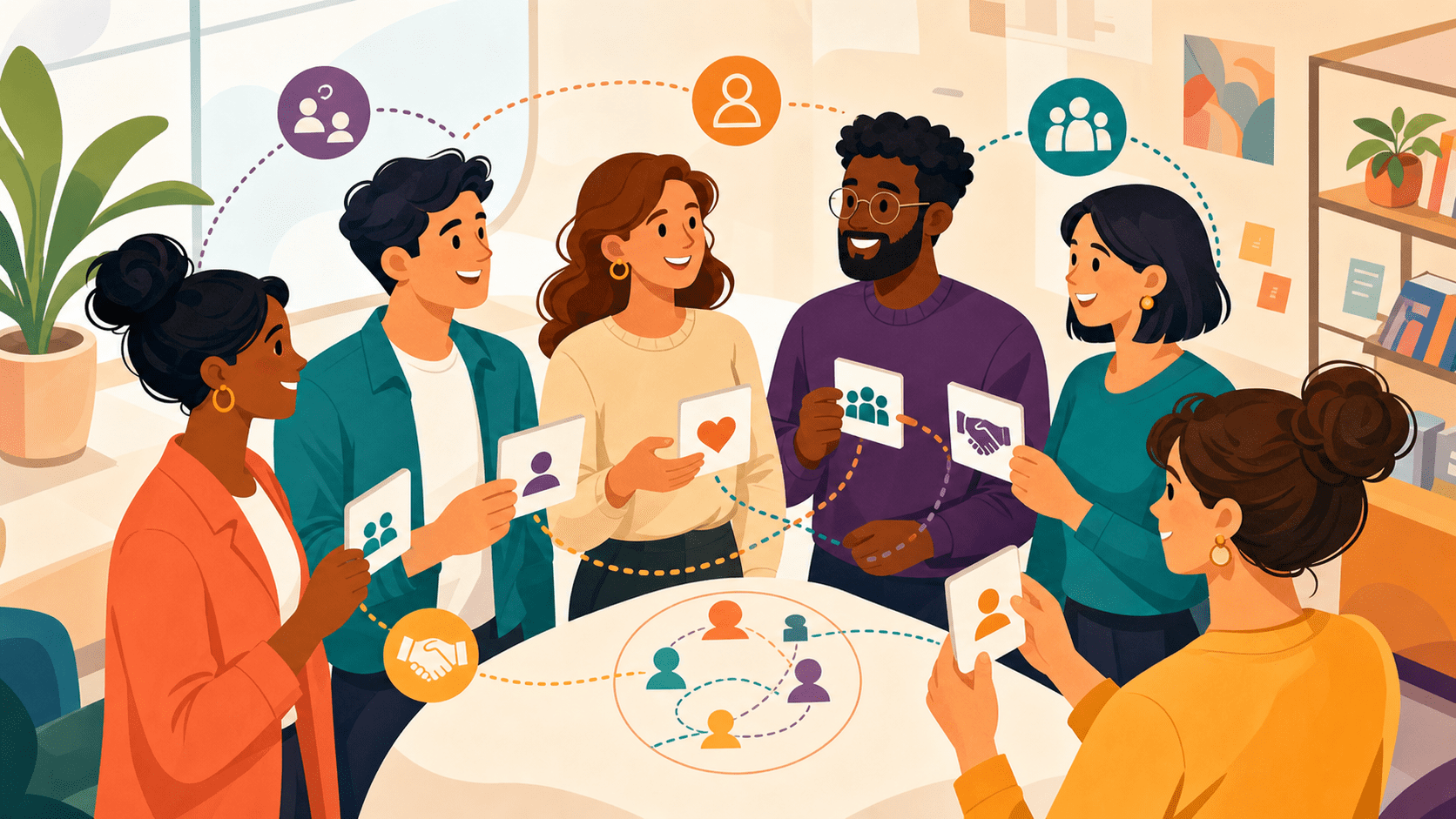 Team connection illustration for building trust and informal knowledge sharing