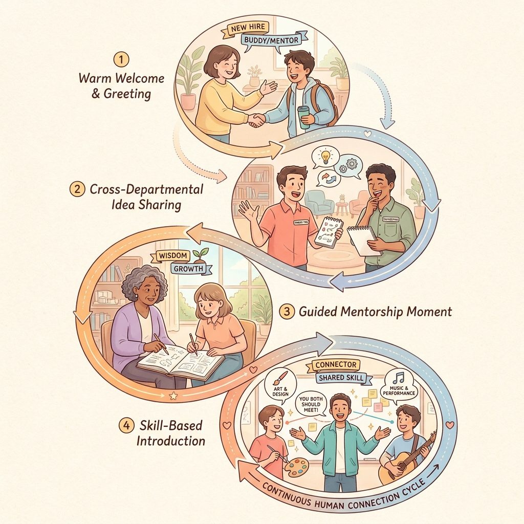Employee matching automation for onboarding, mentoring, and cross-team knowledge sharing