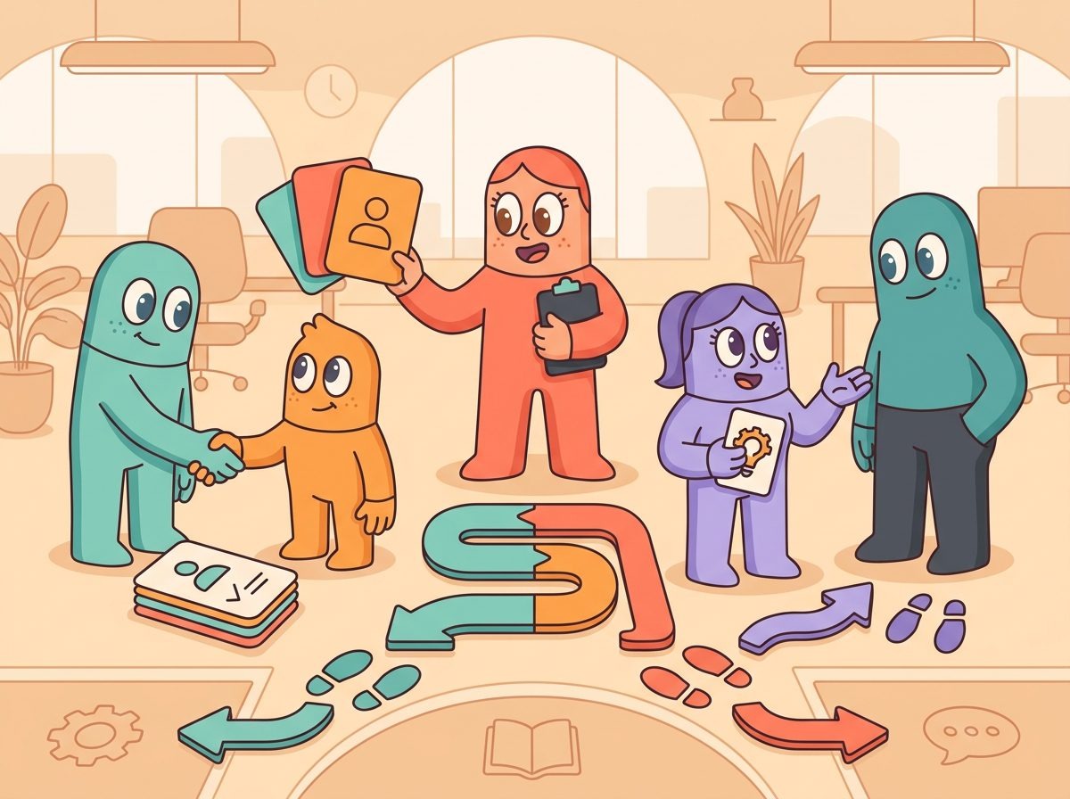 LEAD.bot employees forming onboarding, mentoring, and knowledge sharing pairs